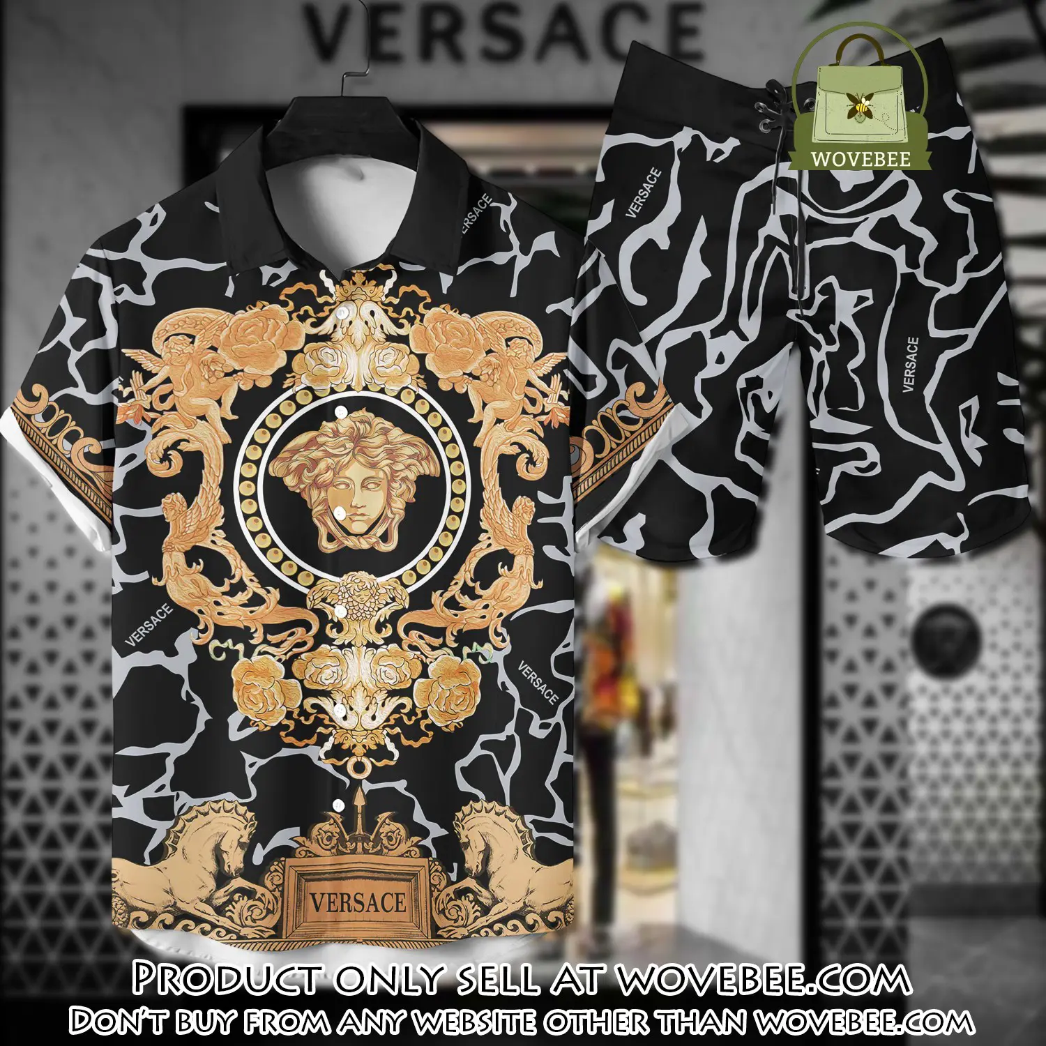 Versace luxury hawaiian shirt & short set lhs1204 wvb5127872